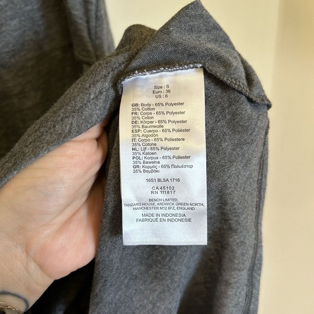 Bench Grey Gathered Tank Dress Small Slightly Asymmetrical Women's - Picture 6 of 9